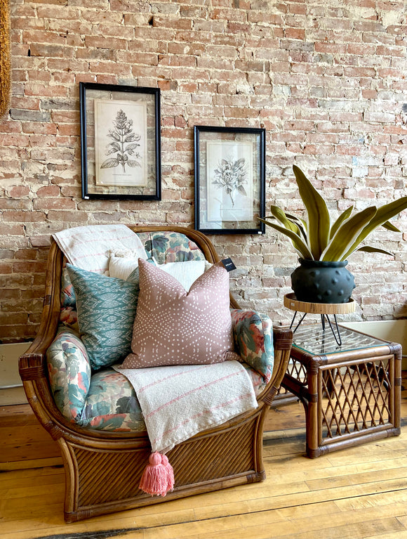 Vintage Rattan + Bamboo Chair & Footrest set
